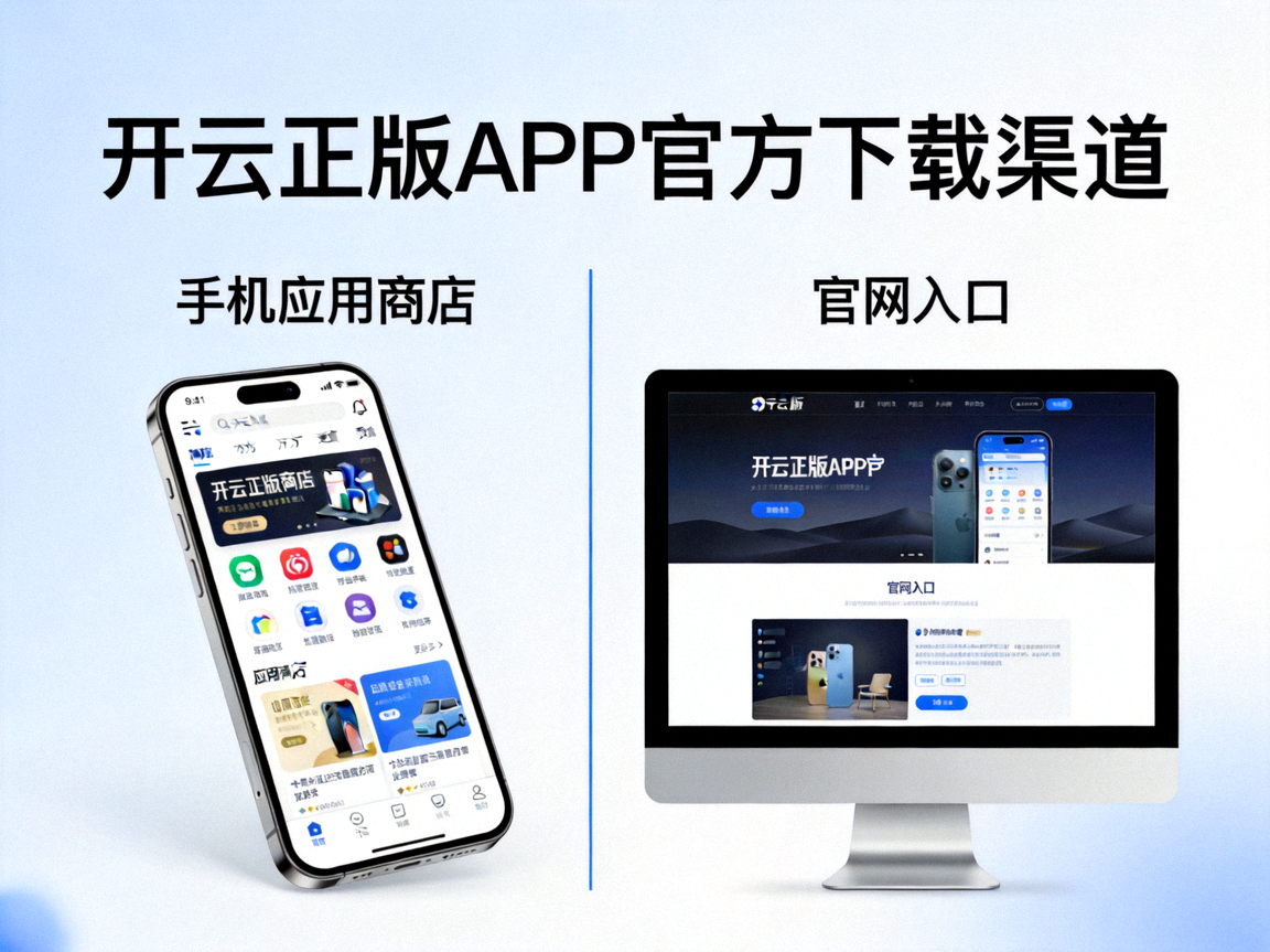开云正版APP官方下载渠道示意图，展示手机应用商店与官网入口