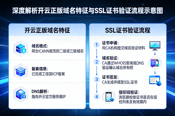 深度解析开云正版域名特征与SSL证书验证流程示意图