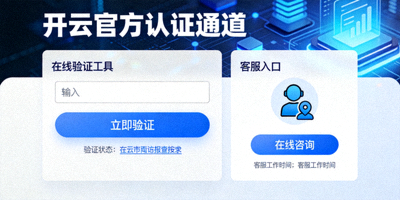 开云官方认证通道界面，展示在线验证工具与客服入口