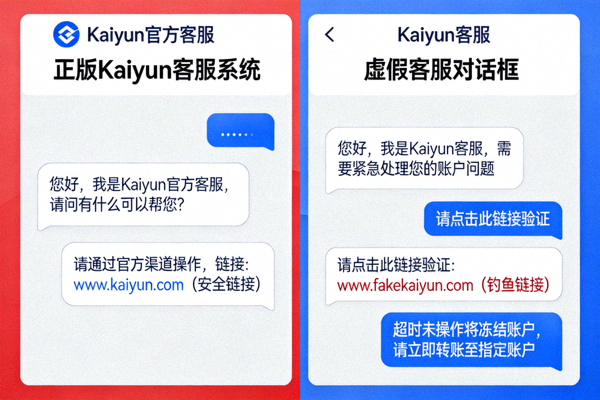正版Kaiyun客服系统与虚假客服对话框对比