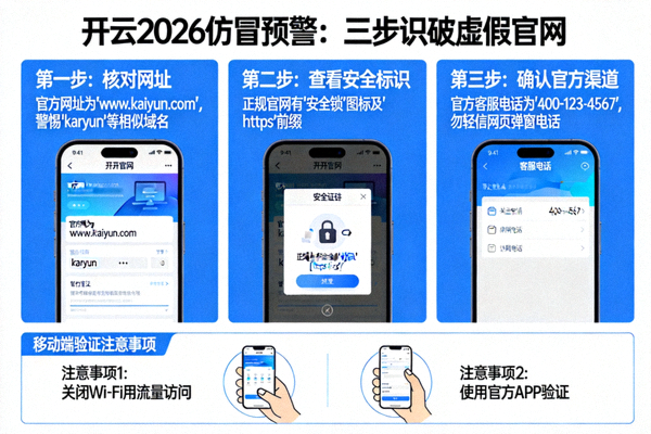 开云2026仿冒预警三步识破虚假官网配图，展示移动端验证注意事项