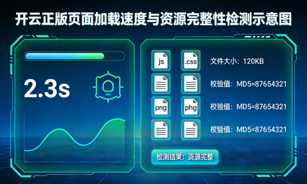 开云正版页面加载速度与资源完整性检测示意图