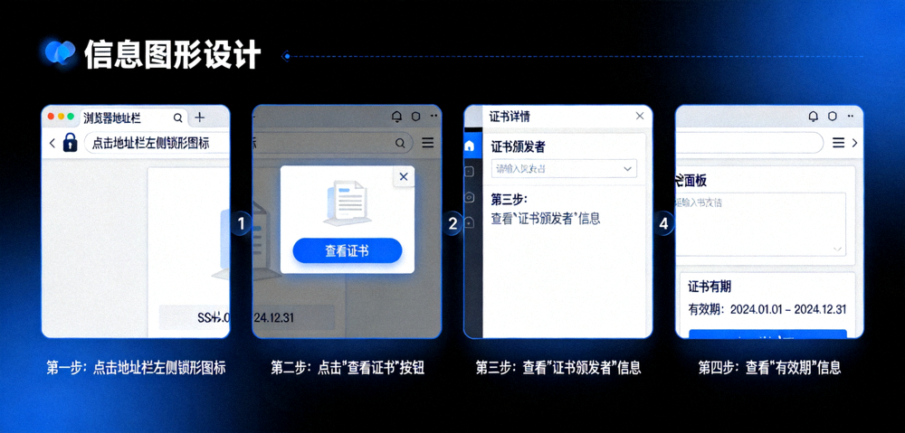 浏览器地址栏SSL证书详情查看步骤演示图，展示证书颁发者与有效期信息