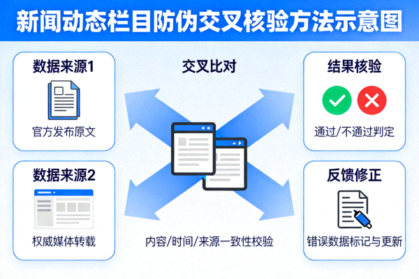 新闻动态栏目防伪交叉核验方法示意图